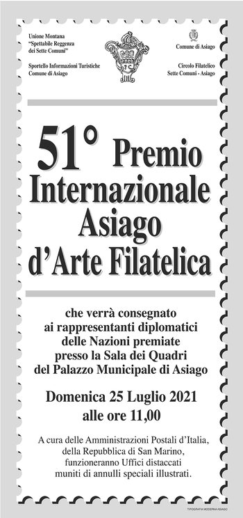 Locandina premio arte filatelica asiago 2021