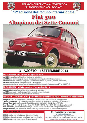 12^ edizione del Raduno Internazionale Fiat 500 Altopiano dei Sette Comuni