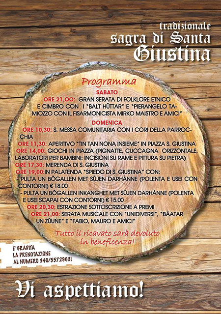 Programma Tradizionale Sagra di Santa Giustina Programma Tradizionale Sagra di Santa Giustina