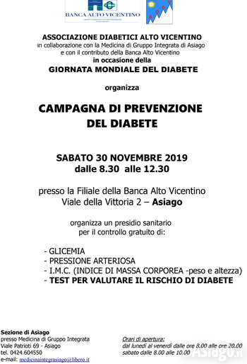 Giornata diabete ad Asiago Giornata diabete ad Asiago