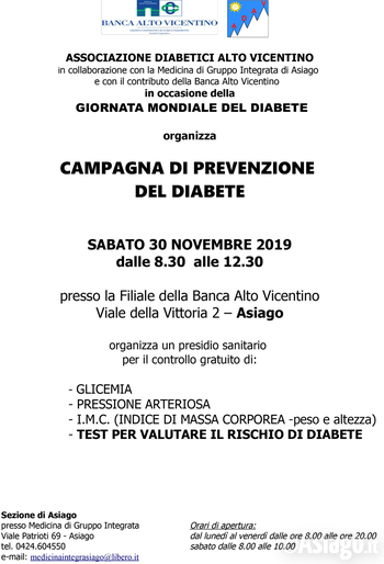 Giornata diabete ad Asiago