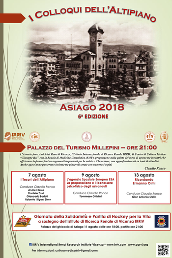 I colloqui dell'Altipiano 2018 ad Asiago - 7-9-13 agosto 2018