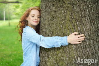 Ragazza abbraccia un albero