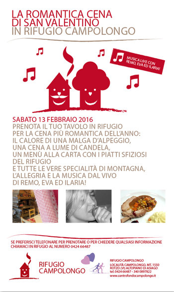 Cena san valentino rifugio campolongo 2016