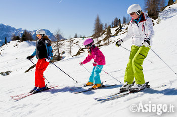 Famiglia sugli sci 