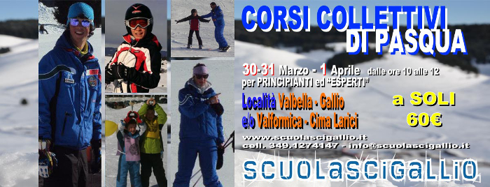 Locandina promozione Pasqua Scuola Sci Gallio