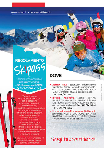 Regolamento Skipass altopiano di asiago 2020 