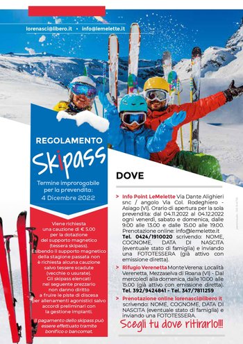 Skipass unico altopiano di asiago 2022 2023 info