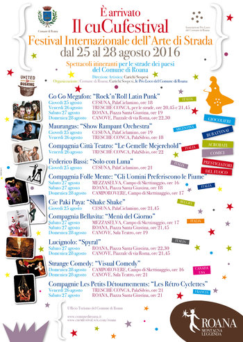 CUCU FESTIVAL 2016 Altopiano di Asiago, Tourneen in Roana und Fraktionen