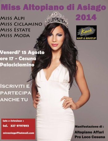 Miss Altopiano di Asiago 2014 Cesuna in Festa
