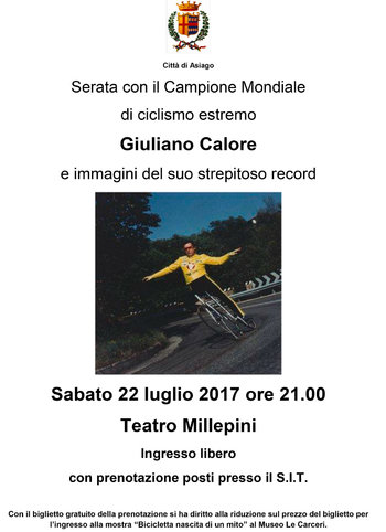 Serata ad Asiago con Giuliano Calore