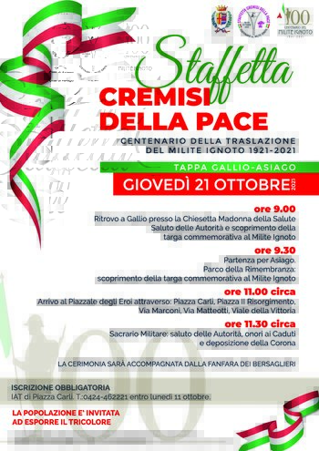 Staffetta cremisi della pace Asiago 21 ottobre 2021