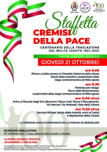 Staffetta cremisi della pace Asiago 21 ottobre 2021