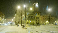 Centro di Asiago Sotto una Forte Nevicata