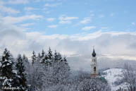 Detail Bell Asiago with snow