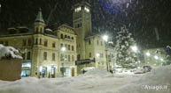 Night snowfall Asiago Risorgimento Square ii