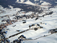 Aerial view of the Military Shrine of Asiago