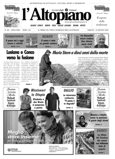 Giornale l'Altopiano 16 maggio 2018