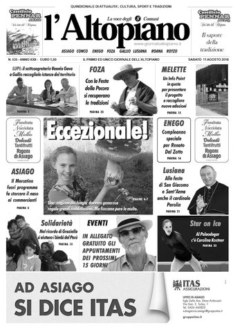 Giornale l'Altopiano 11 agosto 2018