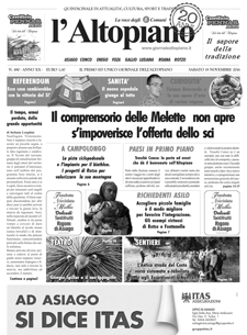 Giornale l'Altopiano 19 novembre 2016 Giornale l'Altopiano 19 novembre 2016