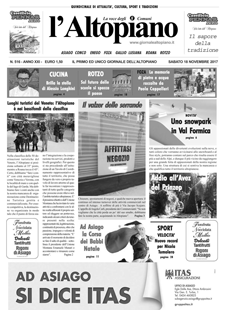 Giornale l'Altopiano 18 novembre 2017 Giornale l'Altopiano 18 novembre 2017