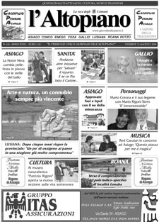 Giornale l'Altopiano 5 luglio Giornale l'Altopiano 15 agosto