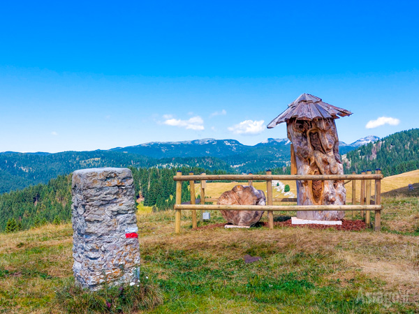 Il Libr'Albero, totem e panchina intagliati nel legno