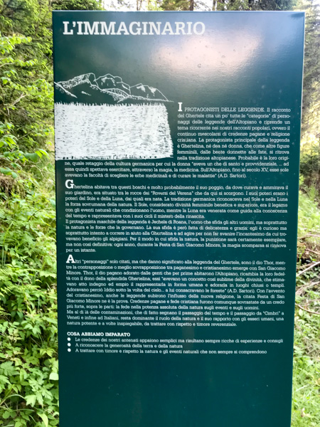 Limmaginario sign in the Giro Malga Pusterle Trail