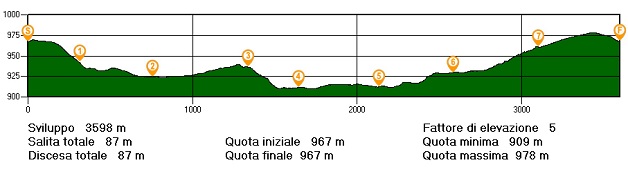 Altimetria itinerario orienteering Rotzo - Castelletto