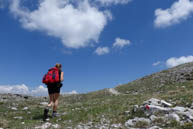 Wanderer auf der Rückkehr von Caldiera