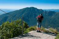 Hiker Admires Panorama Beginning Trail