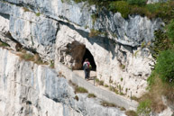 Hikers come into a gallery del Cengio