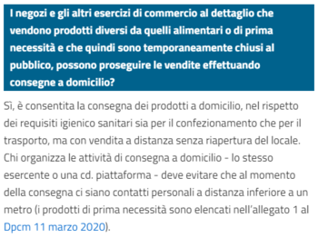 Faq consegna a domicilio governo covid19 Faq consegna a domicilio governo covid19