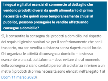 Faq consegna a domicilio governo covid19