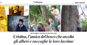 Articolo su Cristina Panozzo e iniziativa Adotta un albero