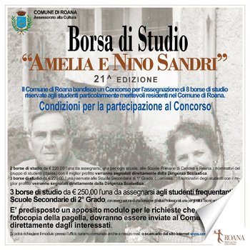 Borsa di studio amelia e nino sandri 21 edizione Borsa di studio amelia e nino sandri 21 edizione
