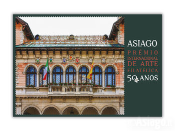 Cartolina portoghese dedicata al 50 Premio di Arte Filatelica di Asiago