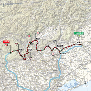 Mappa tappa 20 Pordenone-Asiago Giro Italia 2017