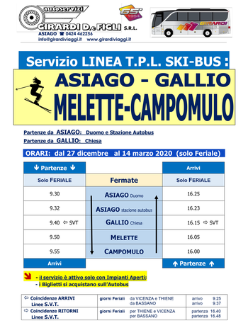 Orari ski bus melette campomulo 2019 2020 Orari ski bus melette campomulo 2019 2020