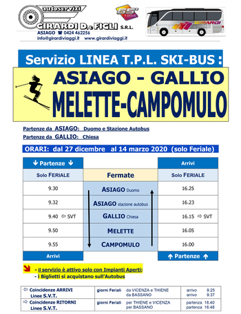 Orari ski bus melette campomulo 2019 2020