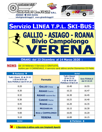 Orari skibus verena 2019 2020