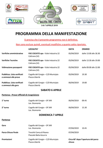 Programma Cronoscalata Costo