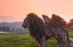THE WINGED LION OF VAIA - The sculpture by Marco Martalar made on the Asiago Plateau and exhibited at the Venice Film Festival