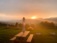 Il tramonto a Malga Campo Costalunga